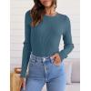 ZESICA Women’s Long Sleeve Crewneck Shirts 2026 Spring Ribbed Knit Sweater Slim Fitted Casual Basic Tee Tops(Darkblue)