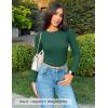 ZESICA Women’s Long Sleeve Crewneck Shirts 2026 Spring Ribbed Knit Sweater Slim Fitted Casual Basic Tee Tops(Darkgreen)