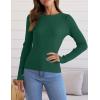 ZESICA Women’s Long Sleeve Crewneck Shirts 2026 Spring Ribbed Knit Sweater Slim Fitted Casual Basic Tee Tops(Darkgreen)