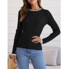 ZESICA Women’s Long Sleeve Crewneck Shirts 2026 Spring Ribbed Knit Sweater Slim Fitted Casual Basic Tee Tops(Dim)