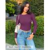 ZESICA Women’s Long Sleeve Crewneck Shirts 2026 Spring Ribbed Knit Sweater Slim Fitted Casual Basic Tee Tops(Fuchsia)