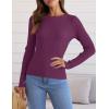 ZESICA Women’s Long Sleeve Crewneck Shirts 2026 Spring Ribbed Knit Sweater Slim Fitted Casual Basic Tee Tops(Fuchsia)