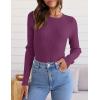 ZESICA Women’s Long Sleeve Crewneck Shirts 2026 Spring Ribbed Knit Sweater Slim Fitted Casual Basic Tee Tops(Fuchsia)
