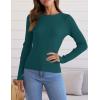ZESICA Women’s Long Sleeve Crewneck Shirts 2026 Spring Ribbed Knit Sweater Slim Fitted Casual Basic Tee Tops(Green)