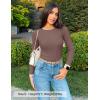 ZESICA Women’s Long Sleeve Crewneck Shirts 2026 Spring Ribbed Knit Sweater Slim Fitted Casual Basic Tee Tops(Mocha)