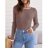 ZESICA Women’s Long Sleeve Crewneck Shirts 2026 Spring Ribbed Knit Sweater Slim Fitted Casual Basic Tee Tops(Mocha)