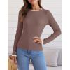 ZESICA Women’s Long Sleeve Crewneck Shirts 2026 Spring Ribbed Knit Sweater Slim Fitted Casual Basic Tee Tops(Mocha)