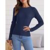 ZESICA Women’s Long Sleeve Crewneck Shirts 2026 Spring Ribbed Knit Sweater Slim Fitted Casual Basic Tee Tops(Navy)