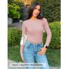 ZESICA Women’s Long Sleeve Crewneck Shirts 2026 Spring Ribbed Knit Sweater Slim Fitted Casual Basic Tee Tops(Pink)