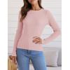 ZESICA Women’s Long Sleeve Crewneck Shirts 2026 Spring Ribbed Knit Sweater Slim Fitted Casual Basic Tee Tops(Pink)