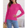 ZESICA Women’s Long Sleeve Crewneck Shirts 2026 Spring Ribbed Knit Sweater Slim Fitted Casual Basic Tee Tops(Rose)
