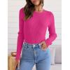 ZESICA Women’s Long Sleeve Crewneck Shirts 2026 Spring Ribbed Knit Sweater Slim Fitted Casual Basic Tee Tops(Rose)
