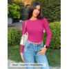 ZESICA Women’s Long Sleeve Crewneck Shirts 2026 Spring Ribbed Knit Sweater Slim Fitted Casual Basic Tee Tops(Rose)