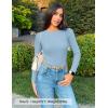 ZESICA Women’s Long Sleeve Crewneck Shirts 2026 Spring Ribbed Knit Sweater Slim Fitted Casual Basic Tee Tops(Sky)