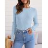 ZESICA Women’s Long Sleeve Crewneck Shirts 2026 Spring Ribbed Knit Sweater Slim Fitted Casual Basic Tee Tops(Sky)
