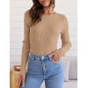 ZESICA Women’s Long Sleeve Crewneck Shirts 2026 Spring Ribbed Knit Sweater Slim Fitted Casual Basic Tee Tops(Toffee)