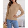 ZESICA Women’s Long Sleeve Crewneck Shirts 2026 Spring Ribbed Knit Sweater Slim Fitted Casual Basic Tee Tops(Toffee)