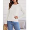 ZESICA Women’s Long Sleeve Crewneck Shirts 2026 Spring Ribbed Knit Sweater Slim Fitted Casual Basic Tee Tops(White)
