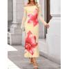 ZESICA Women’s Long Sleeve Floral Maxi Dress 2026 Fall Off Shoulder Bodycon Ruched Mesh Cocktail Wedding Guest Dresses(Apricot)