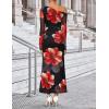 ZESICA Women’s Long Sleeve Floral Maxi Dress 2026 Fall Off Shoulder Bodycon Ruched Mesh Cocktail Wedding Guest Dresses(Black)