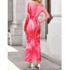 ZESICA Women’s Long Sleeve Floral Maxi Dress 2026 Fall Off Shoulder Bodycon Ruched Mesh Cocktail Wedding Guest Dresses(Pink)