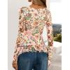 ZESICA Women’s Long Sleeve Floral Shirts V Neck Going Out Ruffle Tops Blouses 2026 Fall Fashion Clothes Outfits(Apricot)