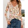 ZESICA Women’s Long Sleeve Floral Shirts V Neck Going Out Ruffle Tops Blouses 2026 Fall Fashion Clothes Outfits(Apricot)