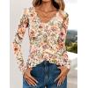 ZESICA Women’s Long Sleeve Floral Shirts V Neck Going Out Ruffle Tops Blouses 2026 Fall Fashion Clothes Outfits(Apricot)