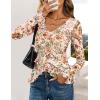 ZESICA Women’s Long Sleeve Floral Shirts V Neck Going Out Ruffle Tops Blouses 2026 Fall Fashion Clothes Outfits(Apricot)