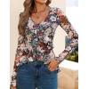 ZESICA Women’s Long Sleeve Floral Shirts V Neck Going Out Ruffle Tops Blouses 2026 Fall Fashion Clothes Outfits(Black)
