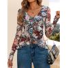 ZESICA Women’s Long Sleeve Floral Shirts V Neck Going Out Ruffle Tops Blouses 2026 Fall Fashion Clothes Outfits(Black)