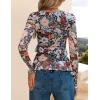 ZESICA Women’s Long Sleeve Floral Shirts V Neck Going Out Ruffle Tops Blouses 2026 Fall Fashion Clothes Outfits(Black)