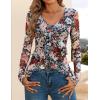 ZESICA Women’s Long Sleeve Floral Shirts V Neck Going Out Ruffle Tops Blouses 2026 Fall Fashion Clothes Outfits(Black)