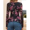 ZESICA Women’s Long Sleeve Floral Shirts V Neck Going Out Ruffle Tops Blouses 2026 Fall Fashion Clothes Outfits(Blackrose)