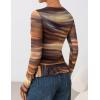 ZESICA Women’s Long Sleeve Floral Shirts V Neck Going Out Ruffle Tops Blouses 2026 Fall Fashion Clothes Outfits(Brown)
