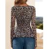 ZESICA Women’s Long Sleeve Floral Shirts V Neck Going Out Ruffle Tops Blouses 2026 Fall Fashion Clothes Outfits(Brownleopard)