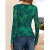 ZESICA Women’s Long Sleeve Floral Shirts V Neck Going Out Ruffle Tops Blouses 2026 Fall Fashion Clothes Outfits(Green)