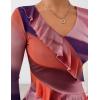 ZESICA Women’s Long Sleeve Floral Shirts V Neck Going Out Ruffle Tops Blouses 2026 Fall Fashion Clothes Outfits(Multicolour)
