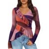 ZESICA Women’s Long Sleeve Floral Shirts V Neck Going Out Ruffle Tops Blouses 2026 Fall Fashion Clothes Outfits(Multicolour)