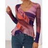 ZESICA Women’s Long Sleeve Floral Shirts V Neck Going Out Ruffle Tops Blouses 2026 Fall Fashion Clothes Outfits(Multicolour)