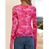 ZESICA Women’s Long Sleeve Floral Shirts V Neck Going Out Ruffle Tops Blouses 2026 Fall Fashion Clothes Outfits(Pink)