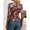 ZESICA Women’s Long Sleeve Floral Shirts V Neck Going Out Ruffle Tops Blouses 2026 Fall Fashion Clothes Outfits(Wine)