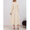 ZESICA Women’s Long Sleeve Midi Dresses 2026 Spring Elegant Crewneck Swing A Line Wedding Guest Party Dress with Pockets(Apricot)