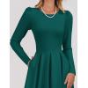 ZESICA Women’s Long Sleeve Midi Dresses 2026 Spring Elegant Crewneck Swing A Line Wedding Guest Party Dress with Pockets(Green)