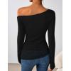 ZESICA Women’s Long Sleeve Off Shoulder Tops Fall 2026 Casual Boat Neck Lace Slim Fit Going Out Y2k Shirts Blouses(Black)