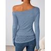 ZESICA Women’s Long Sleeve Off Shoulder Tops Fall 2026 Casual Boat Neck Lace Slim Fit Going Out Y2k Shirts Blouses(Blue)