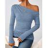 ZESICA Women’s Long Sleeve Off Shoulder Tops Fall 2026 Casual Boat Neck Lace Slim Fit Going Out Y2k Shirts Blouses(Blue)