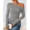 ZESICA Women’s Long Sleeve Off Shoulder Tops Fall 2026 Casual Boat Neck Lace Slim Fit Going Out Y2k Shirts Blouses(Grey)