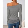 ZESICA Women’s Long Sleeve Off Shoulder Tops Fall 2026 Casual Boat Neck Lace Slim Fit Going Out Y2k Shirts Blouses(Grey)
