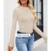 ZESICA Women’s Long Sleeve Shirts 2026 Spring Mock Neck Ribbed Slim Fit Tops Basic Tees Dressy Casual Outfits Clothes(Apricot)
